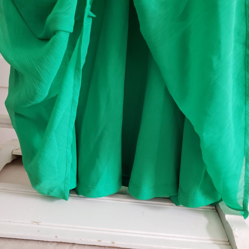 BNWT DKNY Chiffon Style Midi Fit & Flare lined (12) brillant  vivid green - Picture 3 of 6